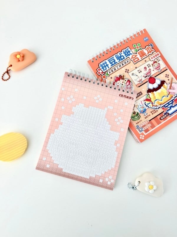 DIY 8 Farklı Tatlı Temalı Piksel Mozaik 5481 Parça Renk Kodlamalı Aktivite Defteri/Etiket/Çıkartma