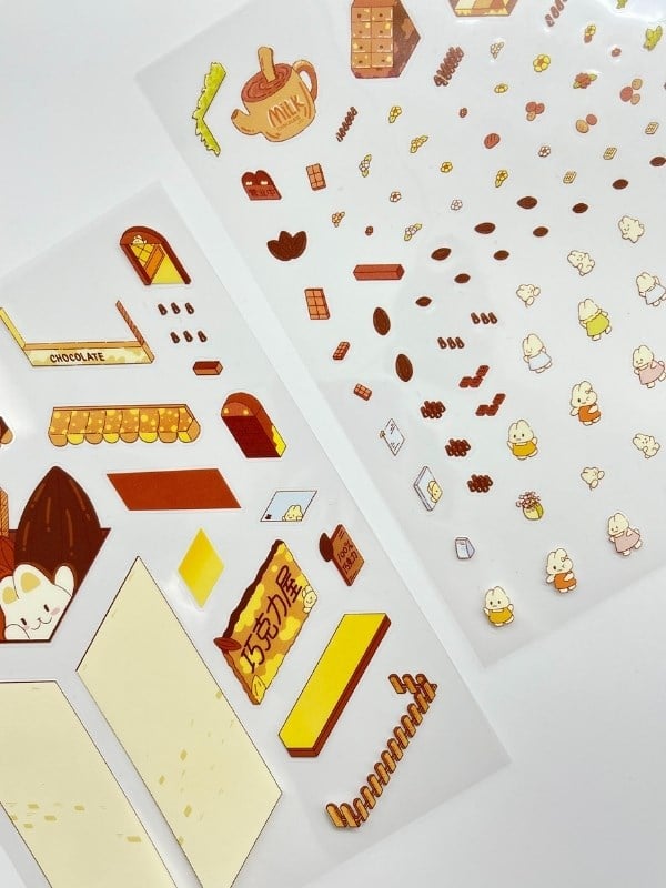 DIY Çikolata Evi Tasarlama 2 Yaprak 116 Adet 3D Diorama İzometrik Sticker Seti/Etiket/Çıkartma