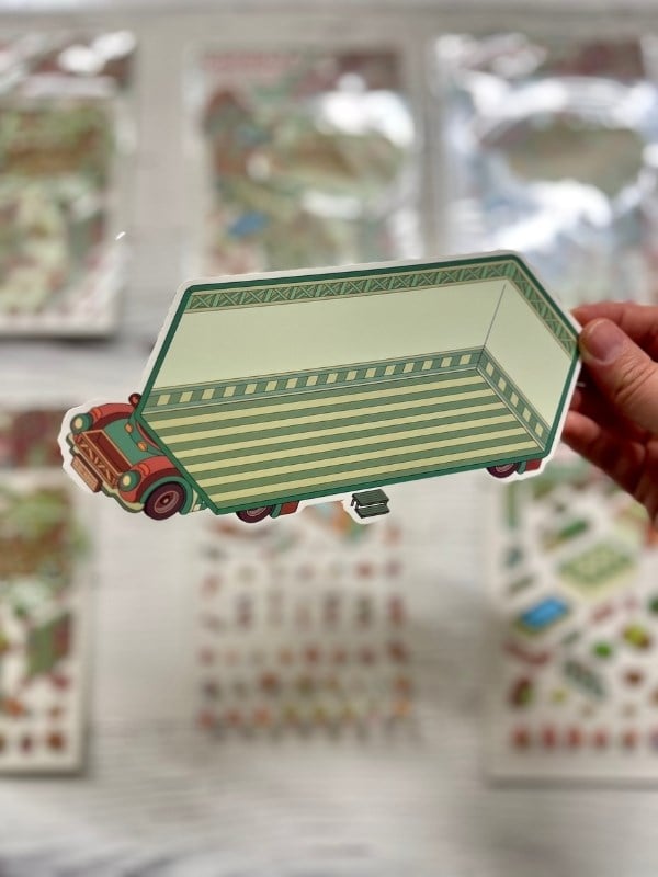 DIY Kapibara Orman Karavanı 3D Diorama İzometrik Sticker Seti/87 Adet Sticker+Karavan Kartonu
