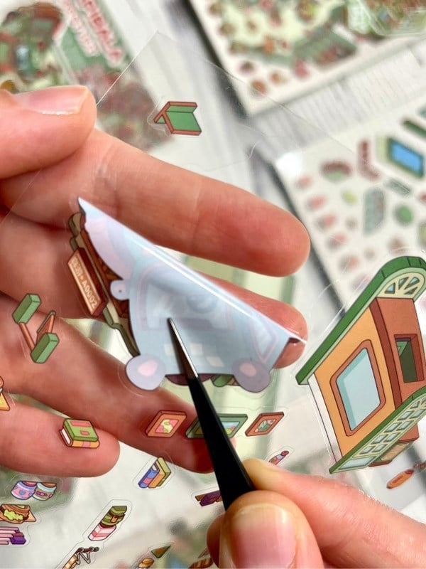 DIY Kapibara Orman Karavanı 3D Diorama İzometrik Sticker Seti/87 Adet Sticker+Karavan Kartonu