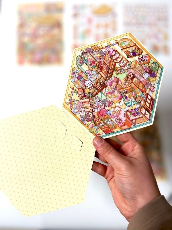 DIY Kawaii Oyun Salonu Tasarlama 2 Yaprak 92 Adet 3D Diorama İzometrik Sticker Seti/Etiket/Çıkartma