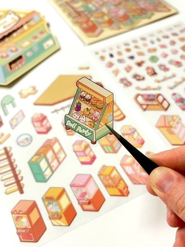 DIY Kawaii Oyun Salonu Tasarlama 2 Yaprak 92 Adet 3D Diorama İzometrik Sticker Seti/Etiket/Çıkartma