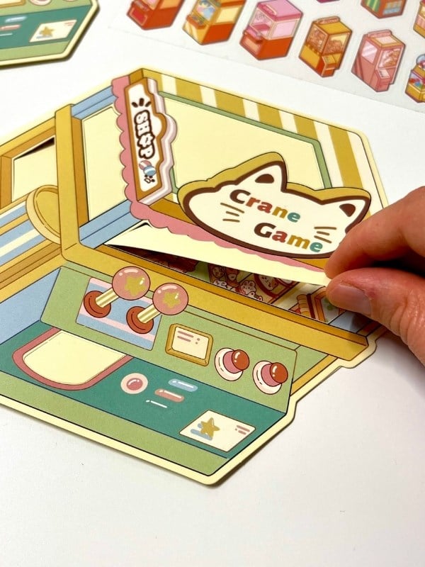 DIY Kawaii Oyun Salonu Tasarlama 2 Yaprak 92 Adet 3D Diorama İzometrik Sticker Seti/Etiket/Çıkartma
