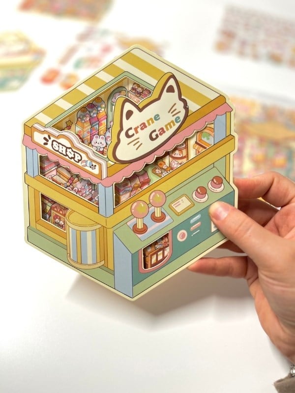 DIY Kawaii Oyun Salonu Tasarlama 2 Yaprak 92 Adet 3D Diorama İzometrik Sticker Seti/Etiket/Çıkartma