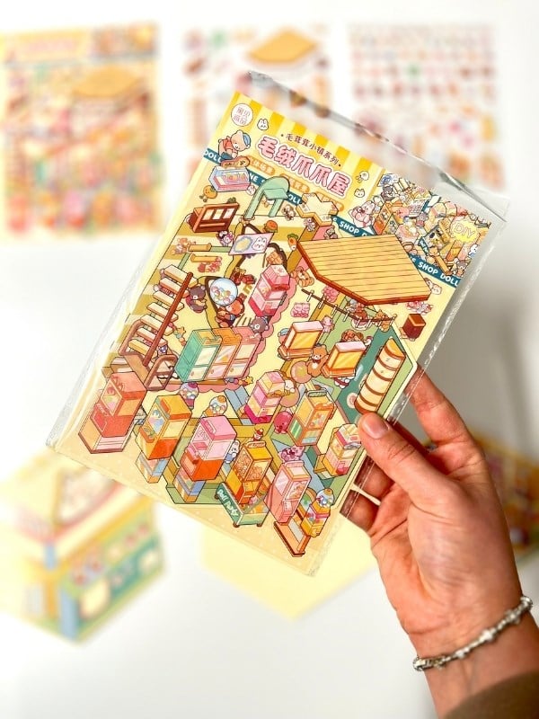 DIY Kawaii Oyun Salonu Tasarlama 2 Yaprak 92 Adet 3D Diorama İzometrik Sticker Seti/Etiket/Çıkartma