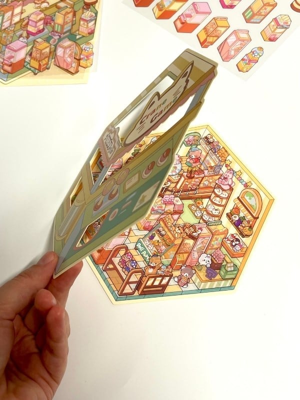 DIY Kawaii Oyun Salonu Tasarlama 2 Yaprak 92 Adet 3D Diorama İzometrik Sticker Seti/Etiket/Çıkartma