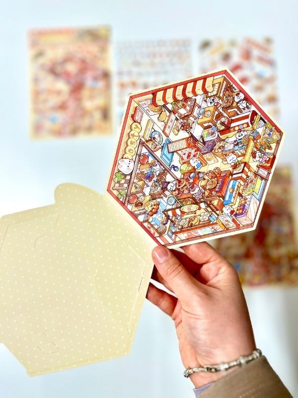 DIY Kawaii Sokak Lezzetleri Tasarla 2Yaprak 121Adet 3D Diorama İzometrik Sticker Seti/Etiket/Çıkarma