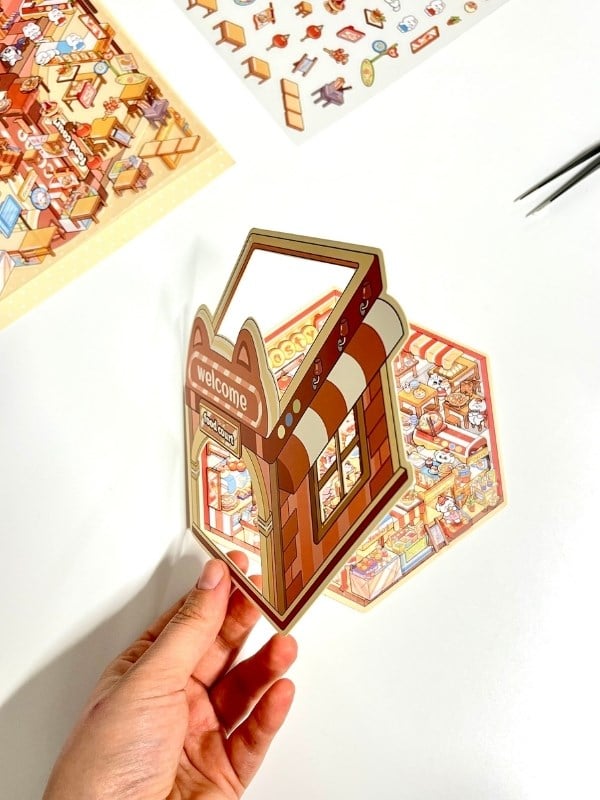 DIY Kawaii Sokak Lezzetleri Tasarla 2Yaprak 121Adet 3D Diorama İzometrik Sticker Seti/Etiket/Çıkarma