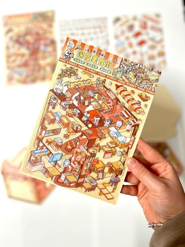 DIY Kawaii Sokak Lezzetleri Tasarla 2Yaprak 121Adet 3D Diorama İzometrik Sticker Seti/Etiket/Çıkarma