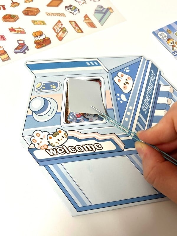 DIY Kawaii Süpermarket Tasarlama 2 Yaprak 101 Adet 3D Diorama İzometrik Sticker Seti/Etiket/Çıkartma