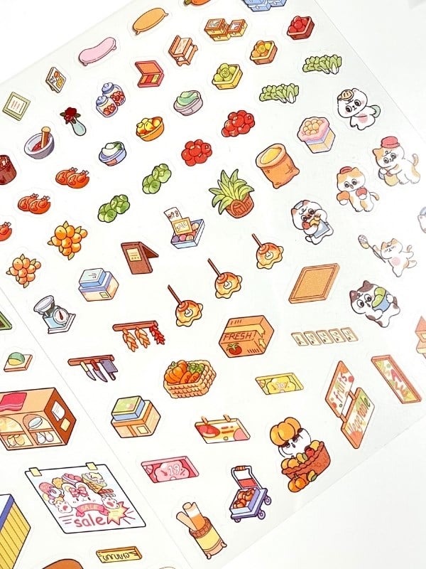 DIY Kawaii Süpermarket Tasarlama 2 Yaprak 101 Adet 3D Diorama İzometrik Sticker Seti/Etiket/Çıkartma
