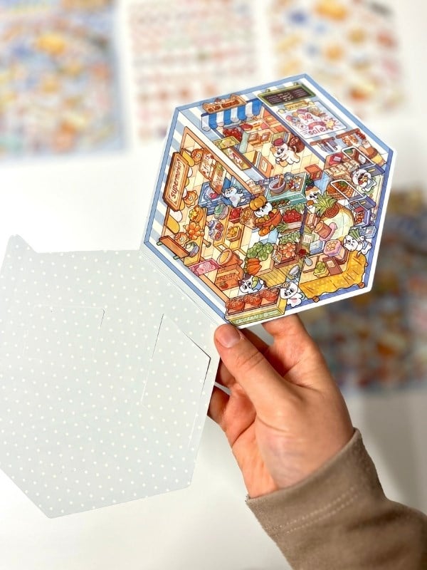 DIY Kawaii Süpermarket Tasarlama 2 Yaprak 101 Adet 3D Diorama İzometrik Sticker Seti/Etiket/Çıkartma