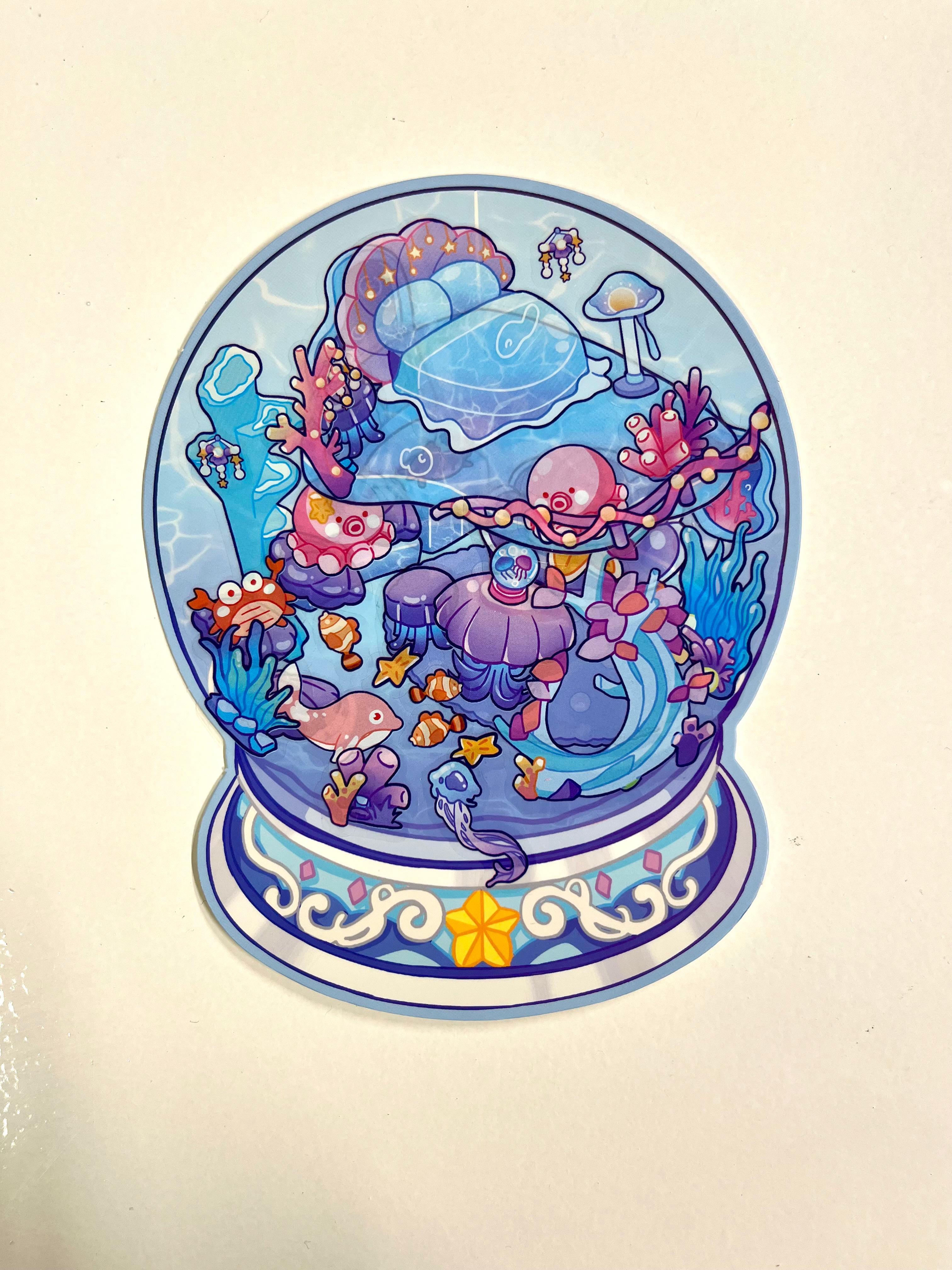 DIY Ocean Akvaryum 3D Diorama İzometrik 58 Adet Sticker Küre Kartonu Plastik Cımbız Seti