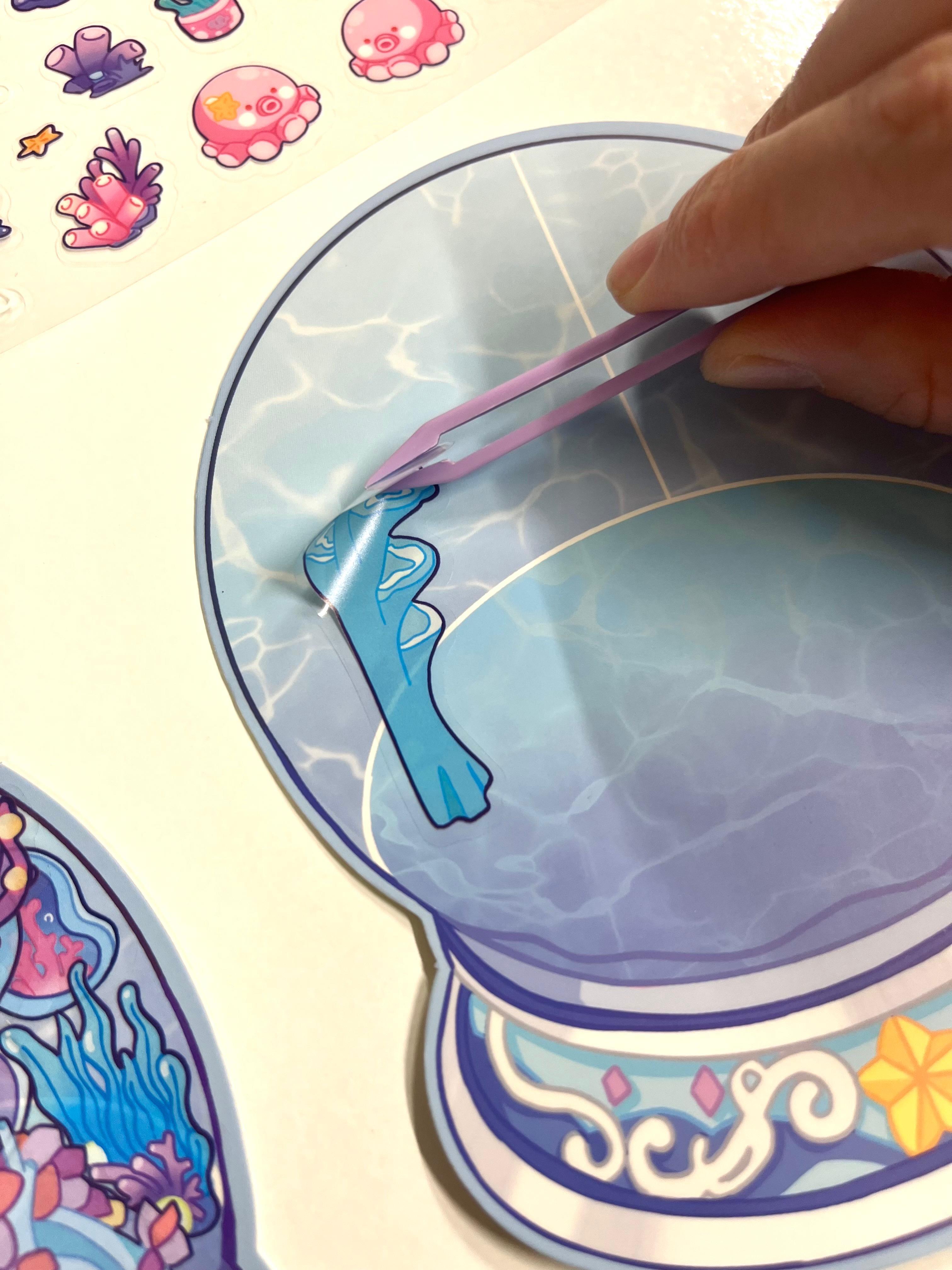 DIY Ocean Akvaryum 3D Diorama İzometrik 58 Adet Sticker Küre Kartonu Plastik Cımbız Seti