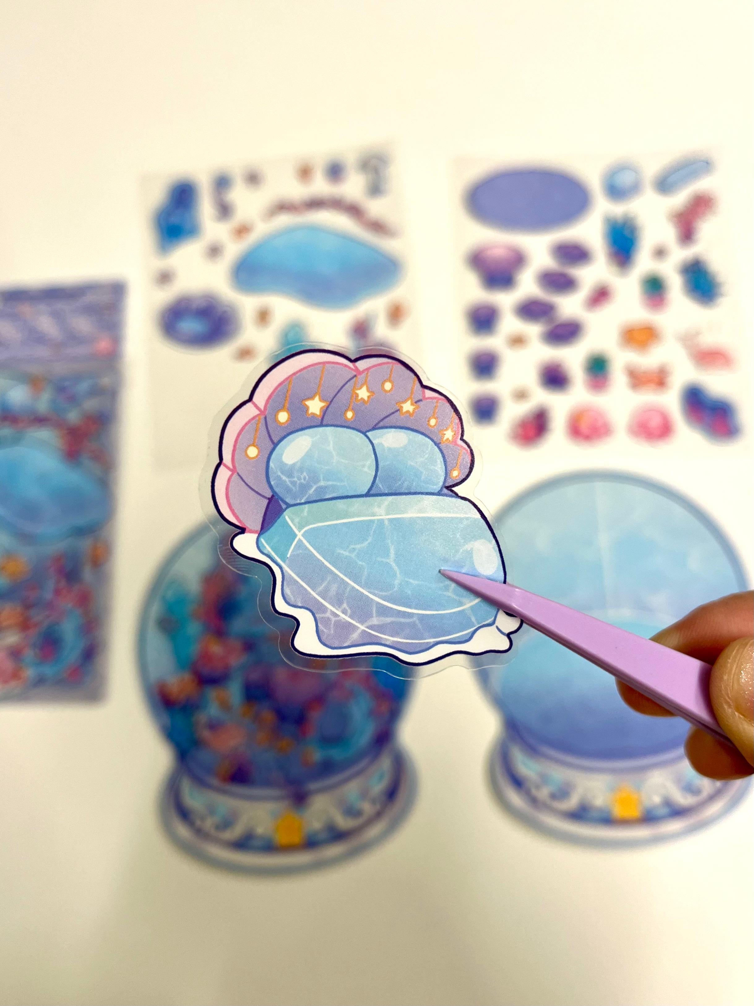DIY Ocean Akvaryum 3D Diorama İzometrik 58 Adet Sticker Küre Kartonu Plastik Cımbız Seti