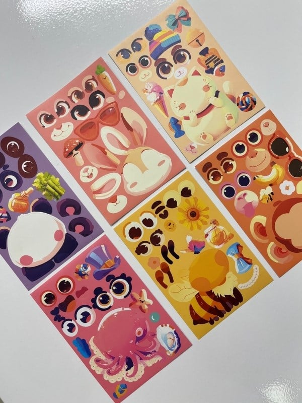 DIY Sevimli Dost Atölyesi Mor Paket Hayvan Tasarlama 6 Yaprak 111 Adet Sticker Setİ/Etiket/Çıkartma