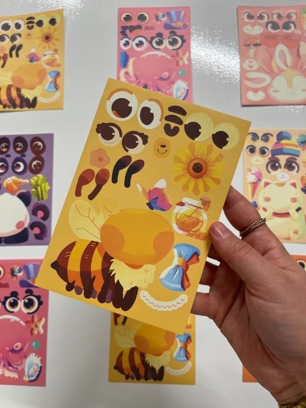 DIY Sevimli Dost Atölyesi Mor Paket Hayvan Tasarlama 6 Yaprak 111 Adet Sticker Setİ/Etiket/Çıkartma