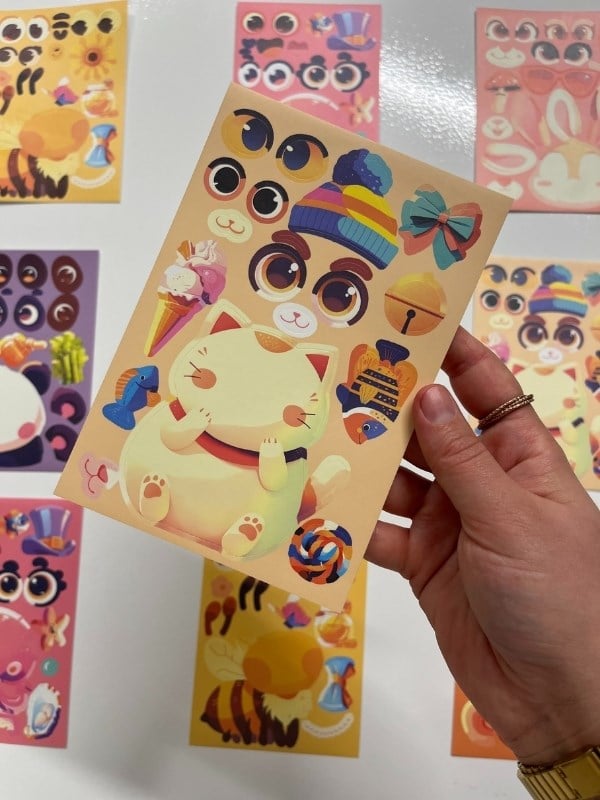 DIY Sevimli Dost Atölyesi Mor Paket Hayvan Tasarlama 6 Yaprak 111 Adet Sticker Setİ/Etiket/Çıkartma