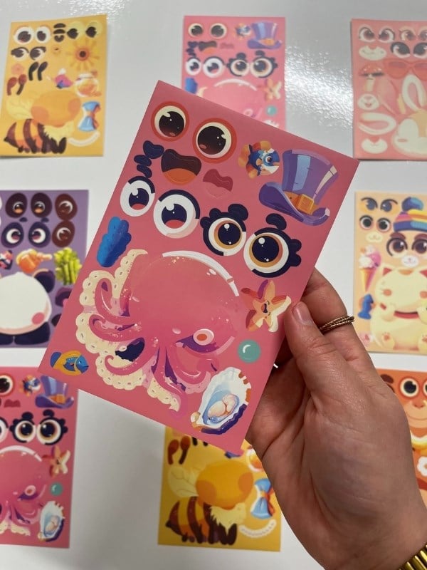DIY Sevimli Dost Atölyesi Mor Paket Hayvan Tasarlama 6 Yaprak 111 Adet Sticker Setİ/Etiket/Çıkartma
