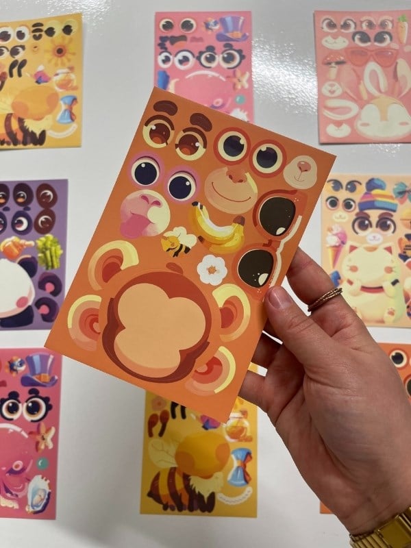 DIY Sevimli Dost Atölyesi Mor Paket Hayvan Tasarlama 6 Yaprak 111 Adet Sticker Setİ/Etiket/Çıkartma