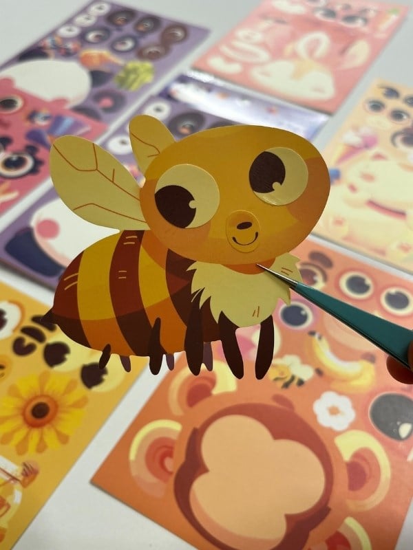 DIY Sevimli Dost Atölyesi Mor Paket Hayvan Tasarlama 6 Yaprak 111 Adet Sticker Setİ/Etiket/Çıkartma