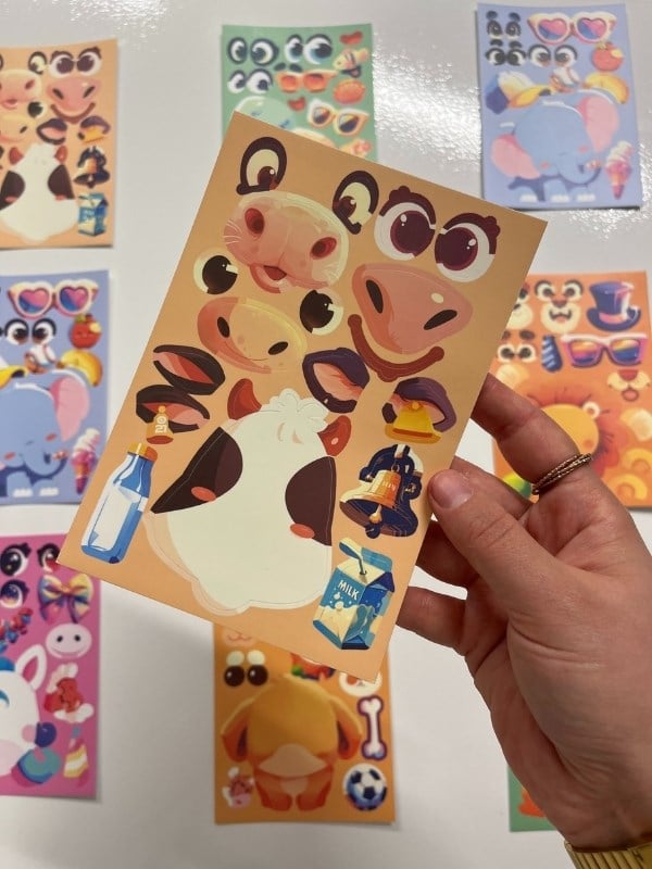 DIY Sevimli Dostlar Atölyesi Mavi Paket Hayvan Tasarlama 6Yaprak 111Adet Sticker Set/Etiket/Çıkartma