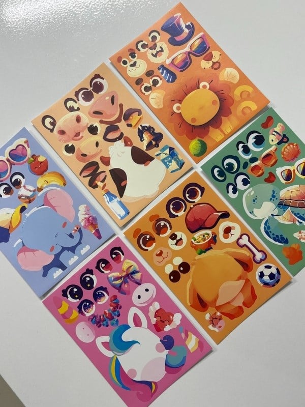 DIY Sevimli Dostlar Atölyesi Mavi Paket Hayvan Tasarlama 6Yaprak 111Adet Sticker Set/Etiket/Çıkartma