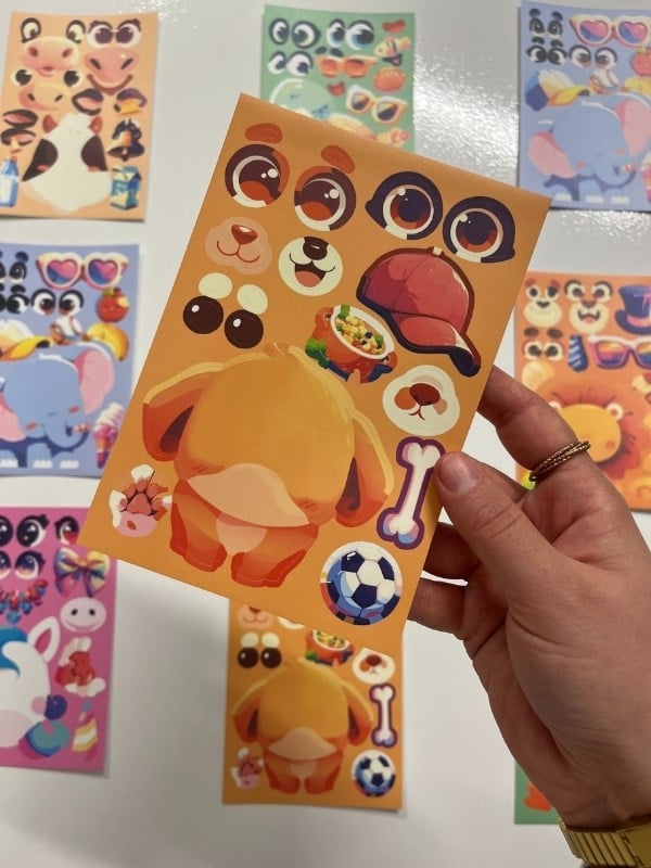 DIY Sevimli Dostlar Atölyesi Mavi Paket Hayvan Tasarlama 6Yaprak 111Adet Sticker Set/Etiket/Çıkartma