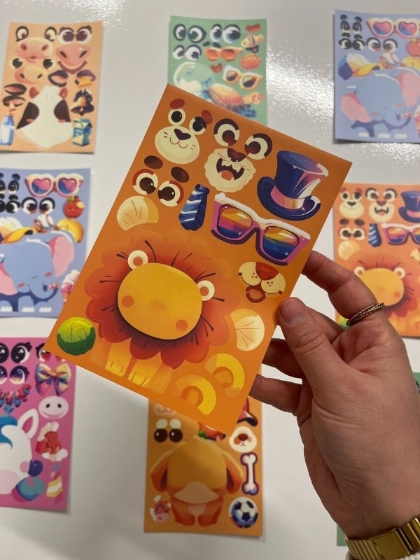 DIY Sevimli Dostlar Atölyesi Mavi Paket Hayvan Tasarlama 6Yaprak 111Adet Sticker Set/Etiket/Çıkartma
