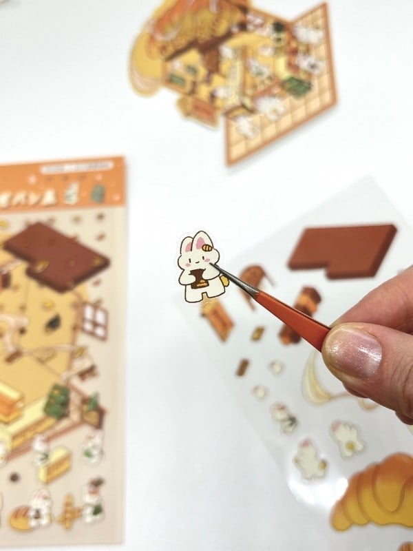 DIY Sevimli Tavşan Fırını Tasarlama 2Yaprak 94Adet 3D Diorama İzometrik Sticker Seti/Etiket/Çıkartma