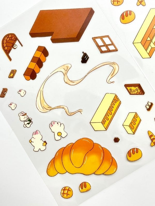 DIY Sevimli Tavşan Fırını Tasarlama 2Yaprak 94Adet 3D Diorama İzometrik Sticker Seti/Etiket/Çıkartma