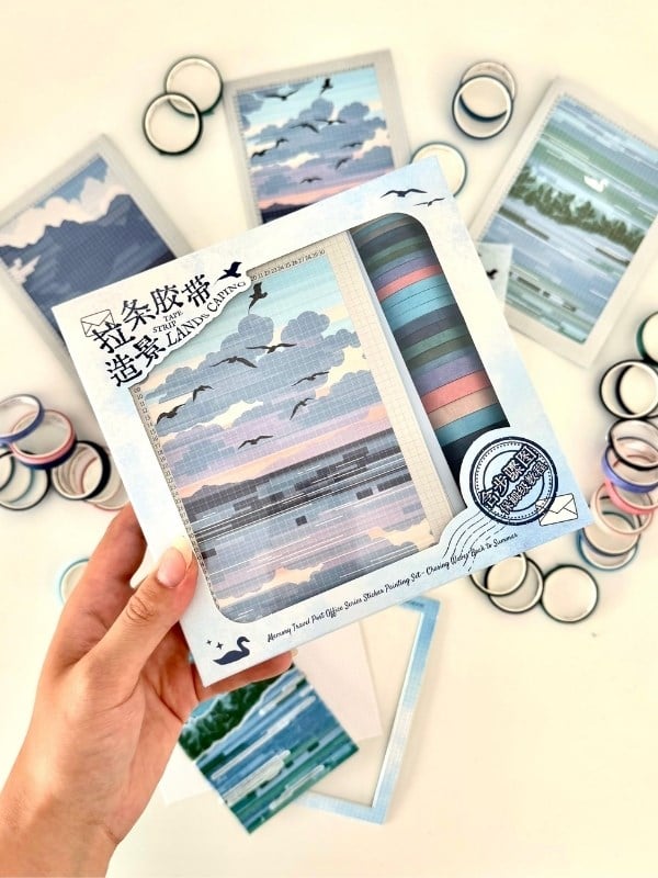 DIY Sunset Memories Washi Bantlar İle Manzara Tasarlama Seti/Washi Tape/Dekoratif Bant   