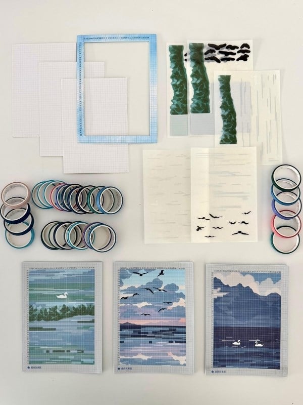 DIY Sunset Memories Washi Bantlar İle Manzara Tasarlama Seti/Washi Tape/Dekoratif Bant   