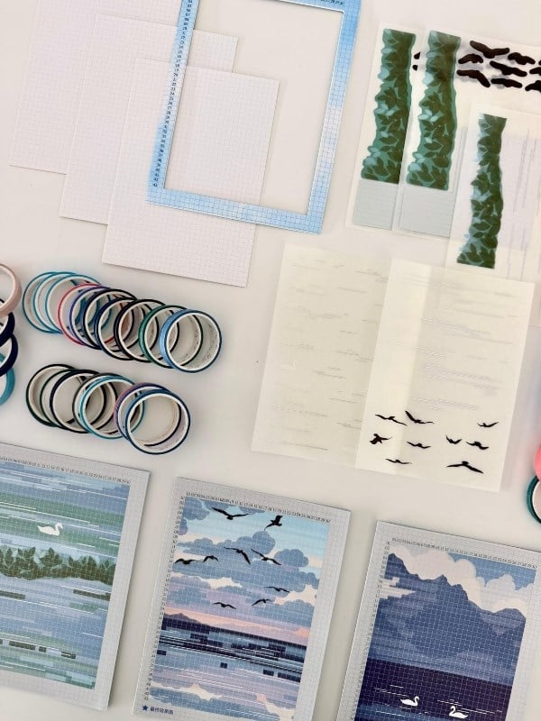 DIY Sunset Memories Washi Bantlar İle Manzara Tasarlama Seti/Washi Tape/Dekoratif Bant   