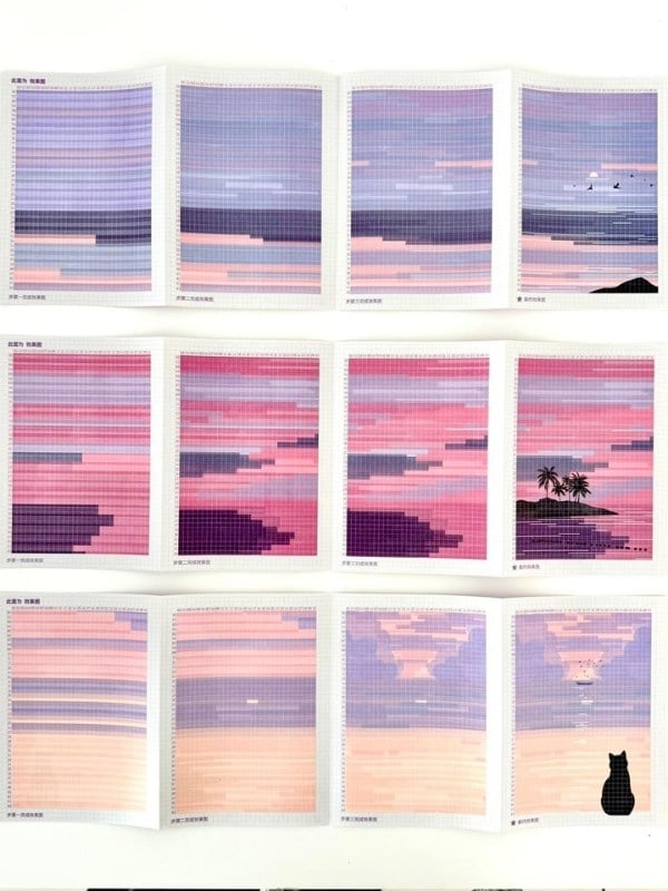 DIY Sunset Tape Art Washi Bantlar İle Manzara Tasarlama Seti/Washi Tape/Dekoratif Bant   
