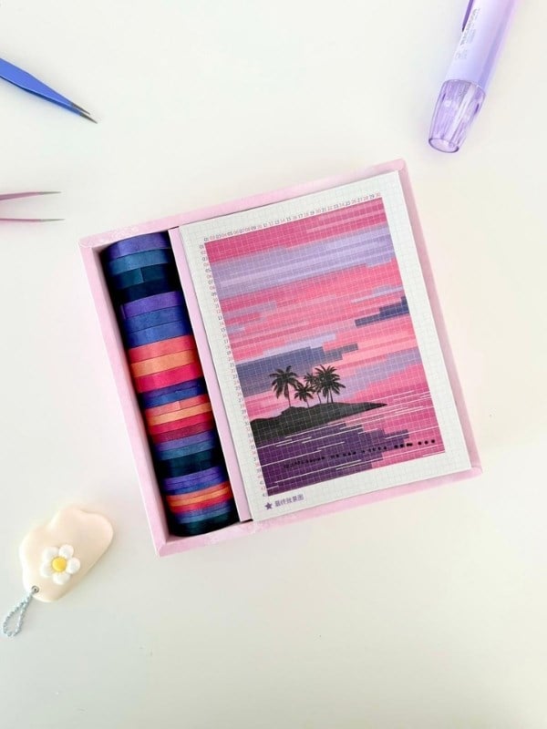 DIY Sunset Tape Art Washi Bantlar İle Manzara Tasarlama Seti/Washi Tape/Dekoratif Bant   