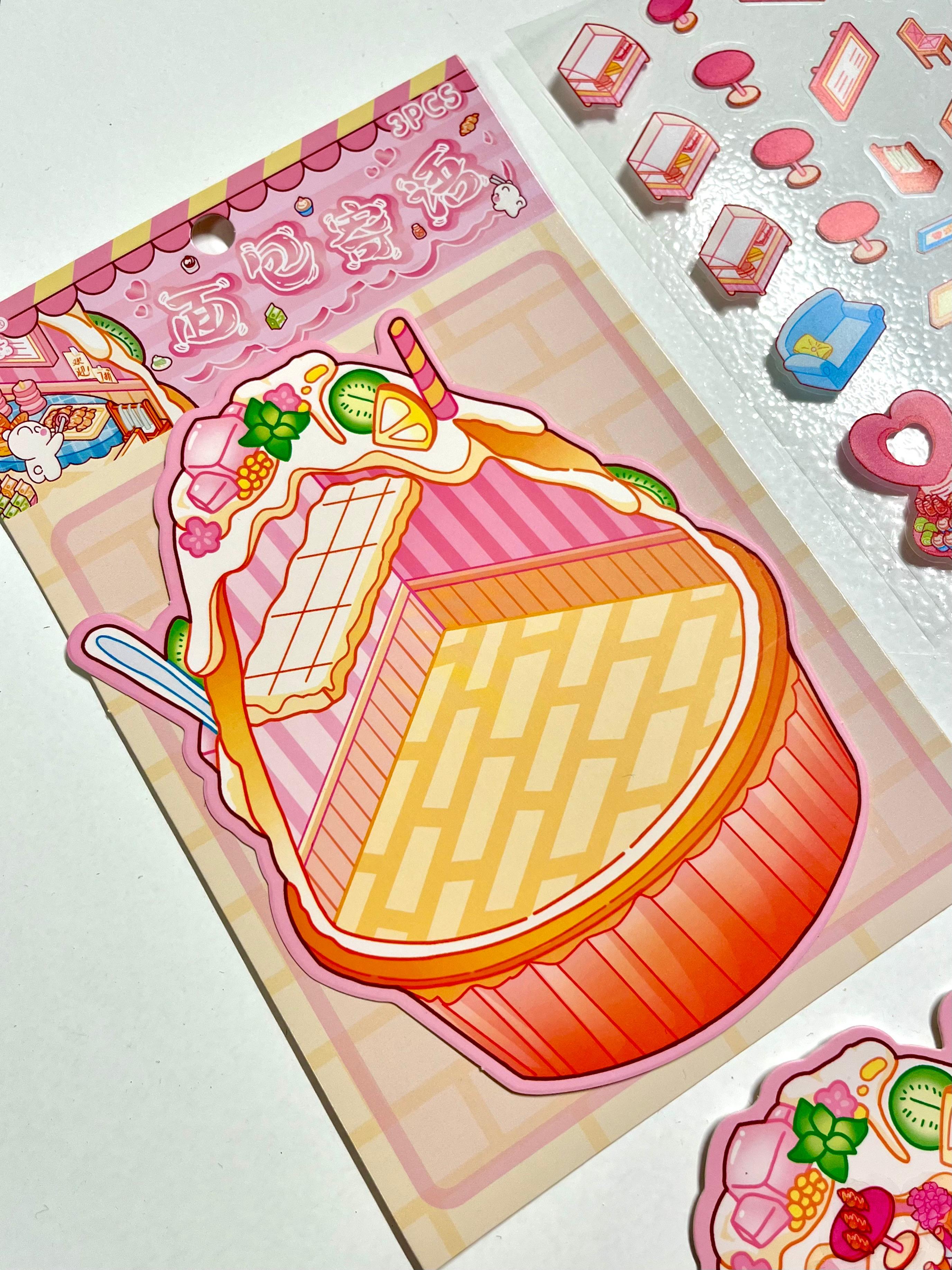 DIY Sweet Cafe Dream 3D Diorama İzometrik 94 Adet Sticker Kase Kartonu Plastik Cımbız Seti