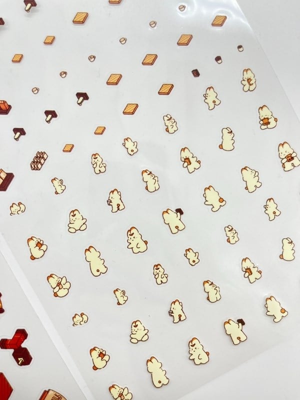 DIY Tavşan Kafesi Tasarlama 2 Yaprak 96 Adet 3D Diorama İzometrik Sticker Seti/Etiket/Çıkartma