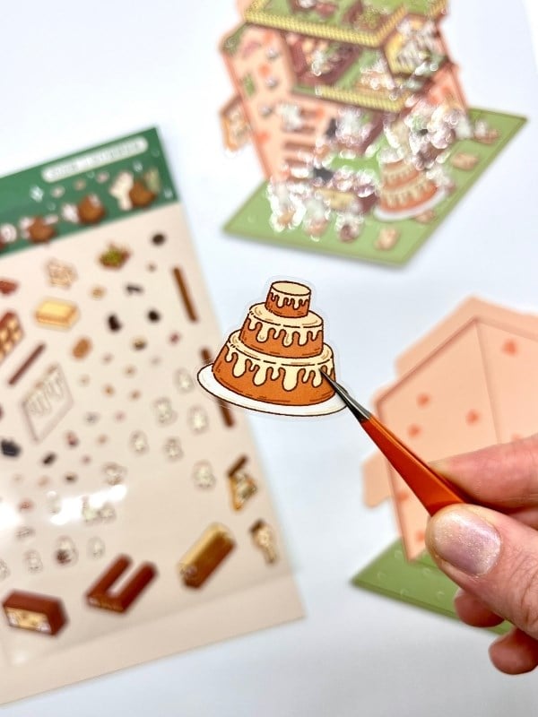 DIY Tavşan Pastanesi Tasarlama 2 Yaprak 122 Adet 3D Diorama İzometrik Sticker Set/Etiket/Çıkartma