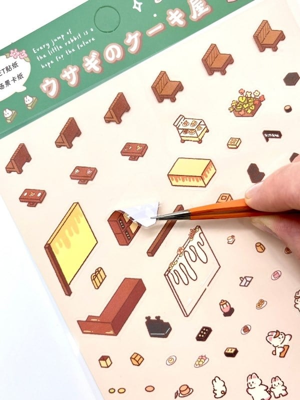 DIY Tavşan Pastanesi Tasarlama 2 Yaprak 122 Adet 3D Diorama İzometrik Sticker Set/Etiket/Çıkartma
