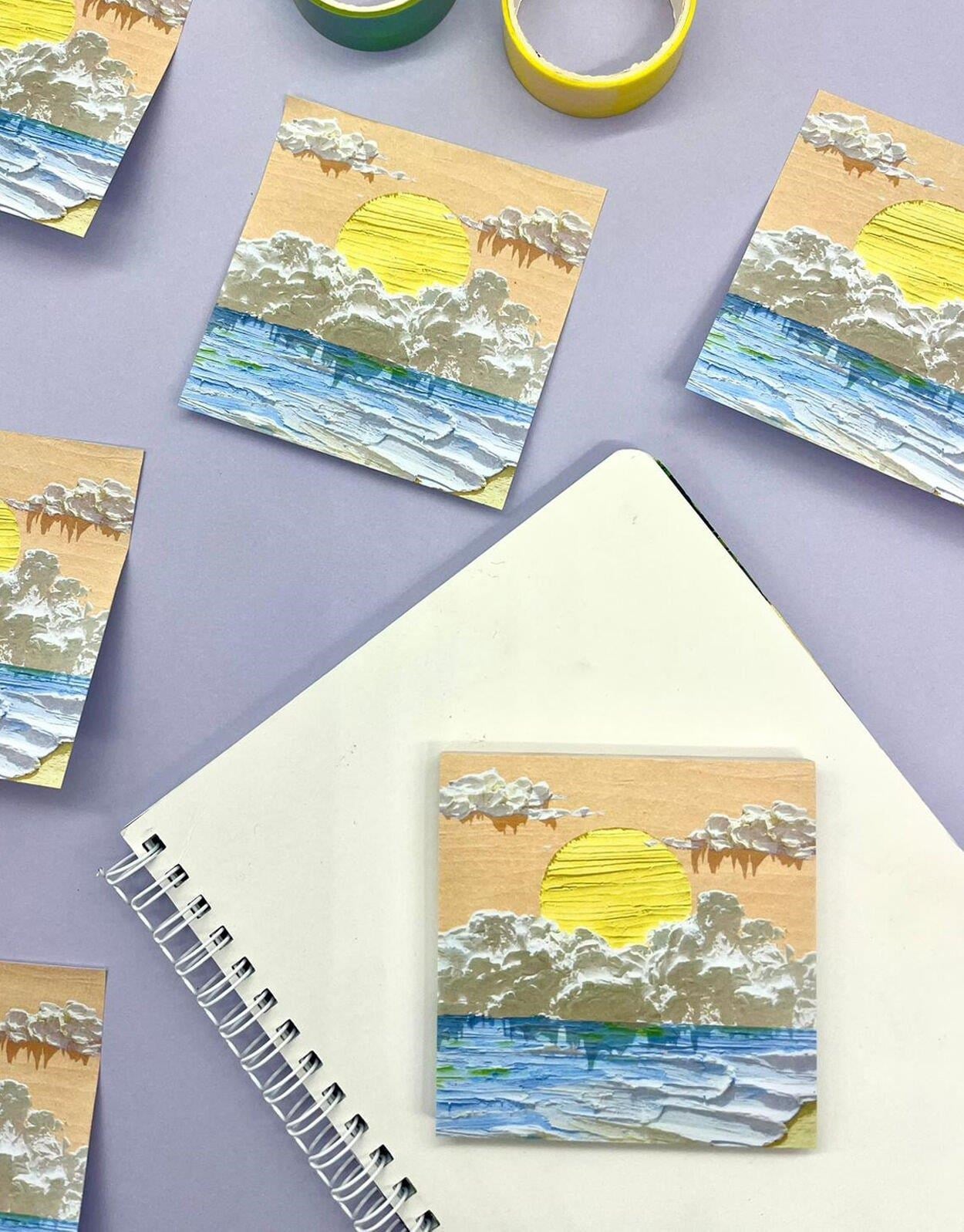 Doğa Temalı Yağlı Boya Tablo  Batan Güneş Post-it