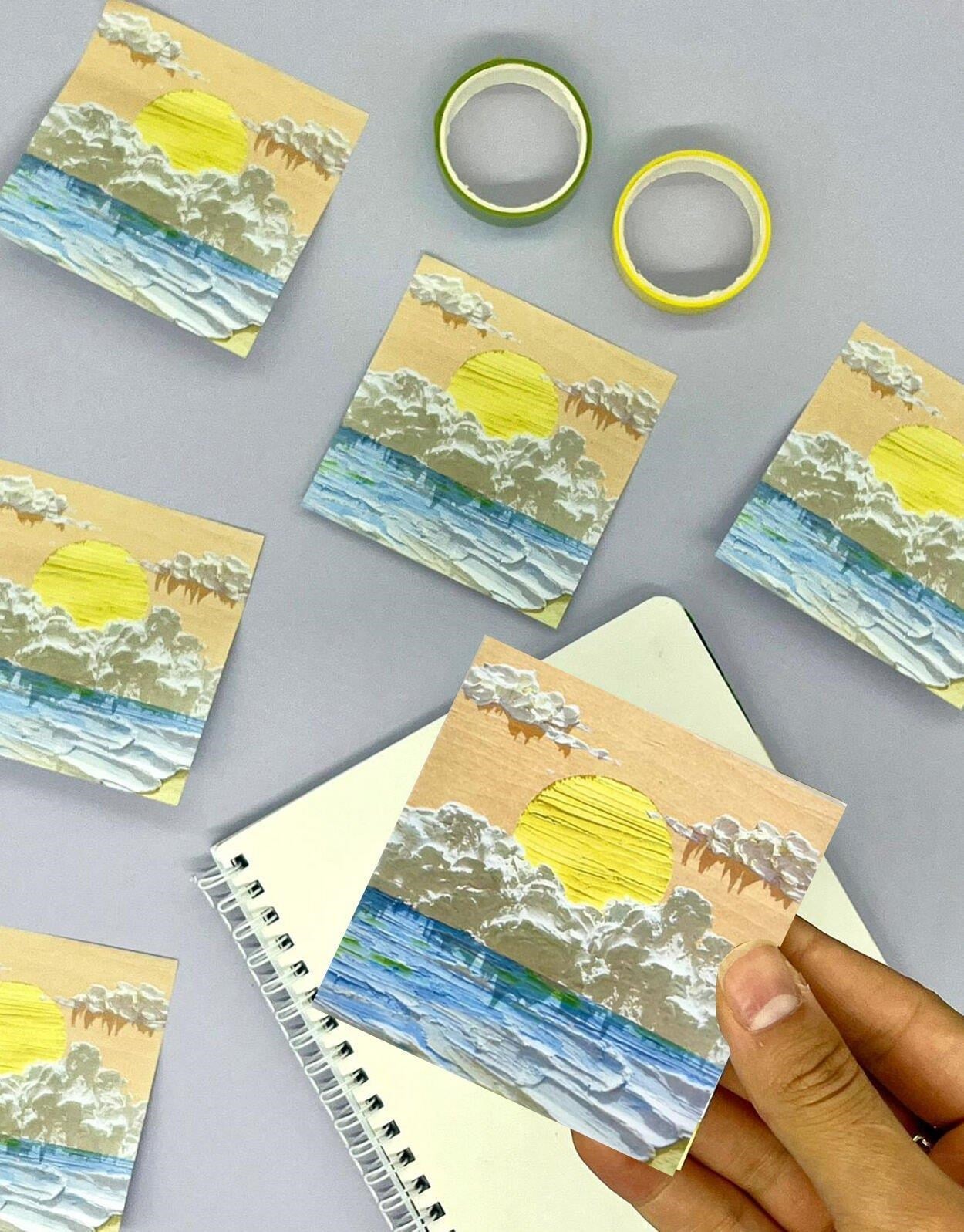 Doğa Temalı Yağlı Boya Tablo  Batan Güneş Post-it