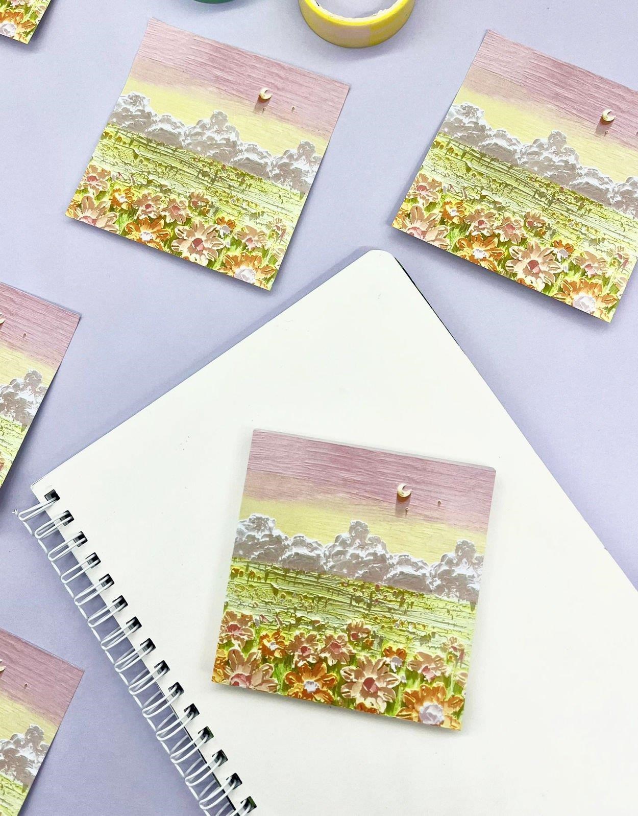 Doğa Temalı  Yağlı Boya Tablo Çiftlik Post-it