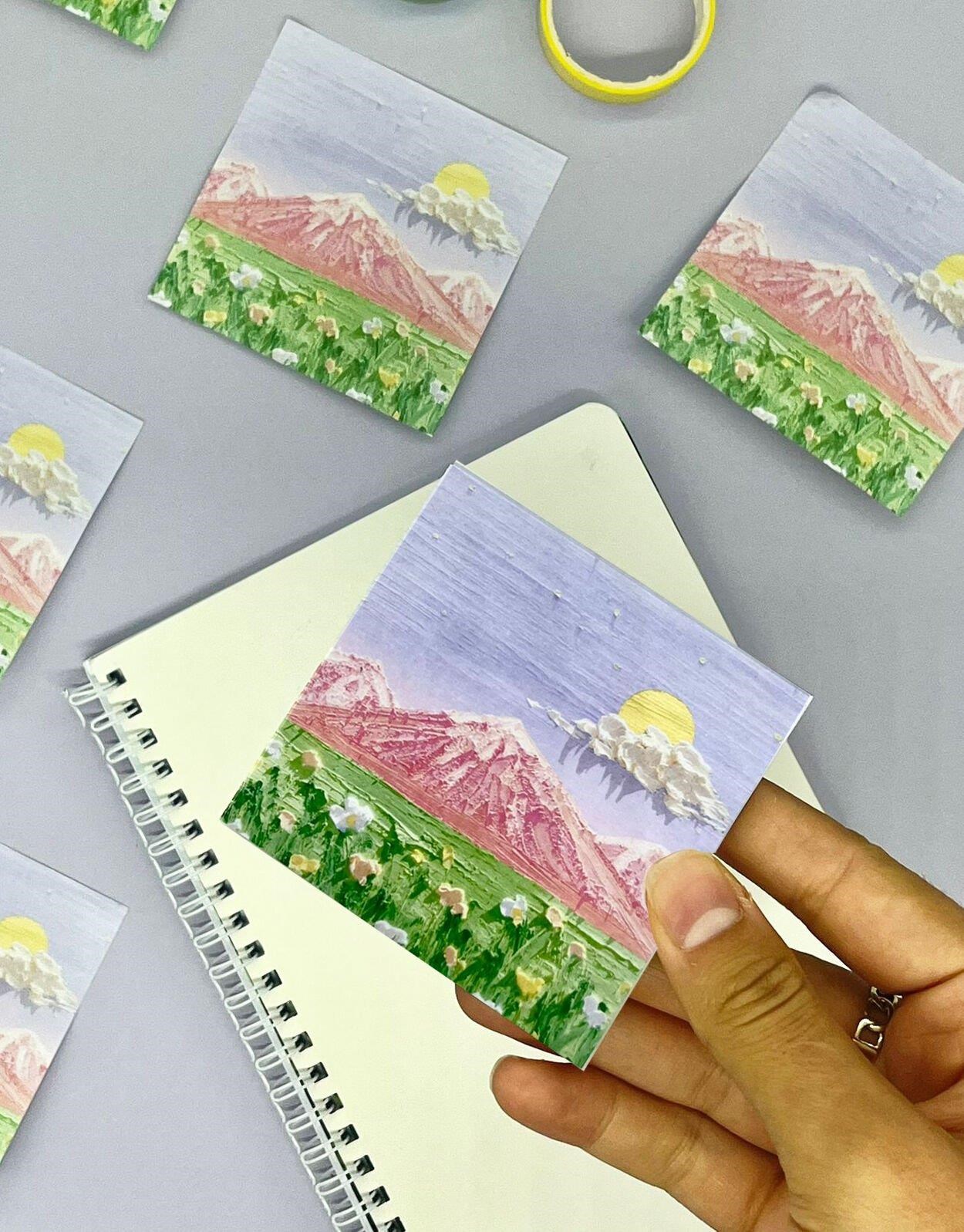 Doğa Temalı Yağlı Boya Tablo Dağ Post-it
