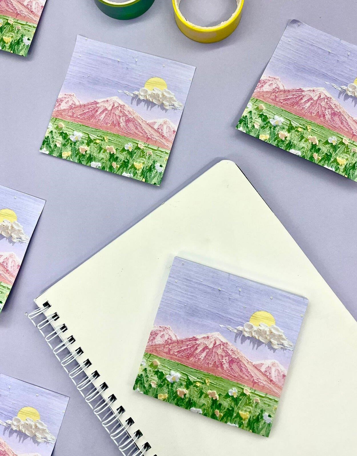 Doğa Temalı Yağlı Boya Tablo Dağ Post-it
