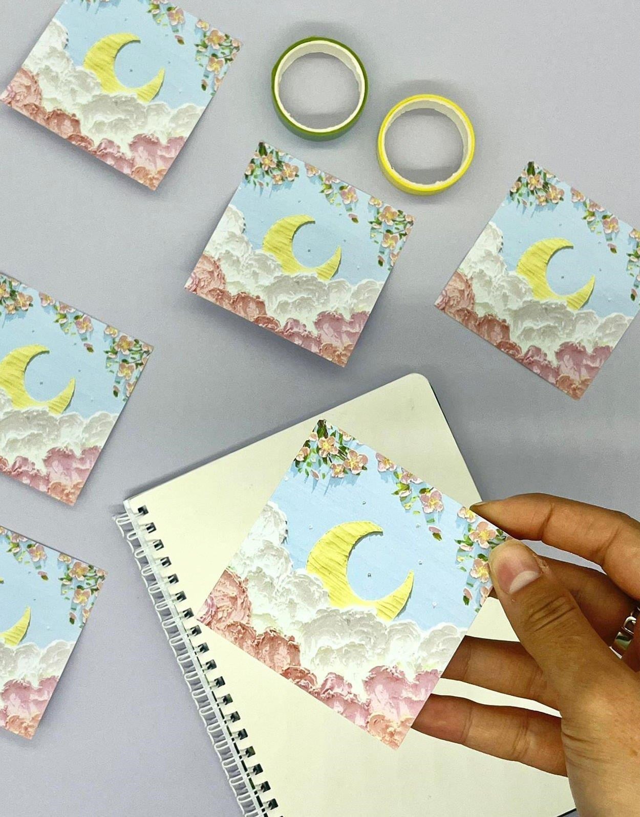 Doğa Temalı Yağlı Boya Tablo Hilal Post-it