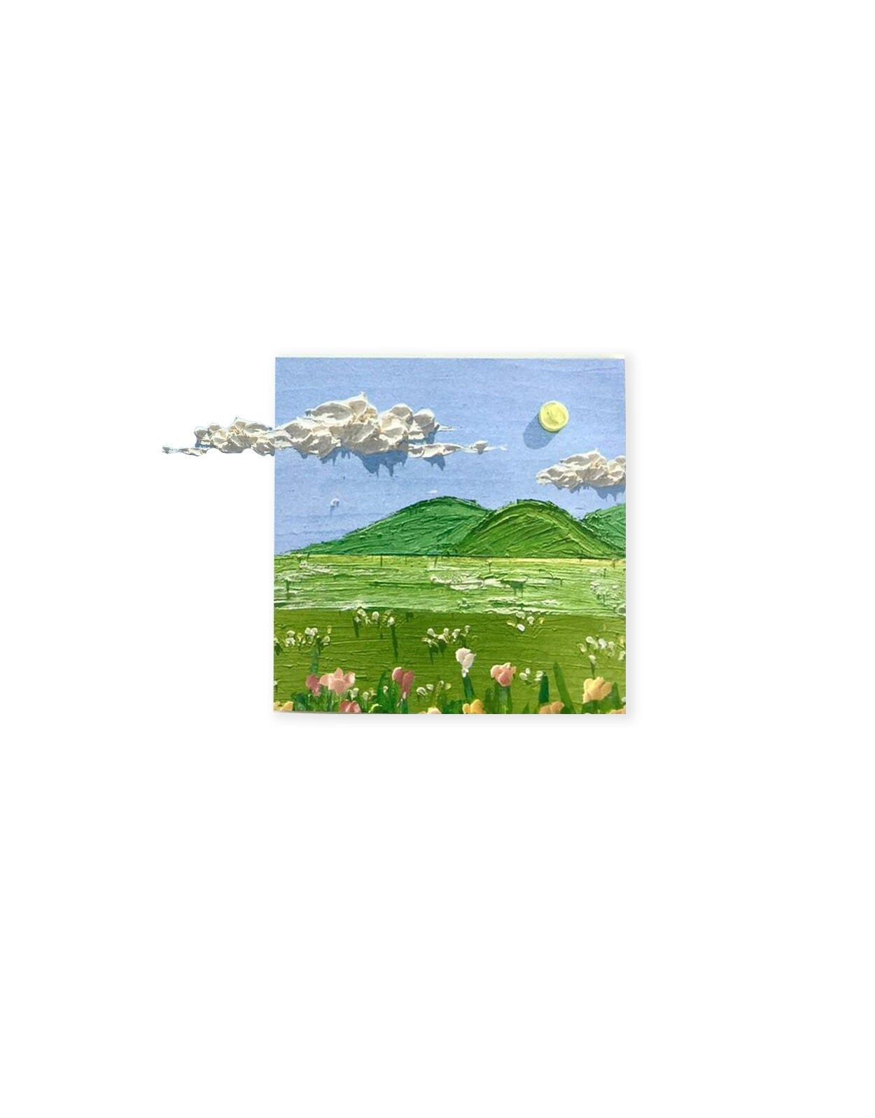 Doğa Temalı Yağlı Boya  Yeşil Ova Post-it
