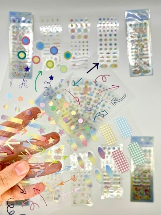 Dynamic Color Pastel Yıldız Ok ve Şekiller 6 Yaprak 227 Adet Sticker Seti/Etiket/Çıkartma