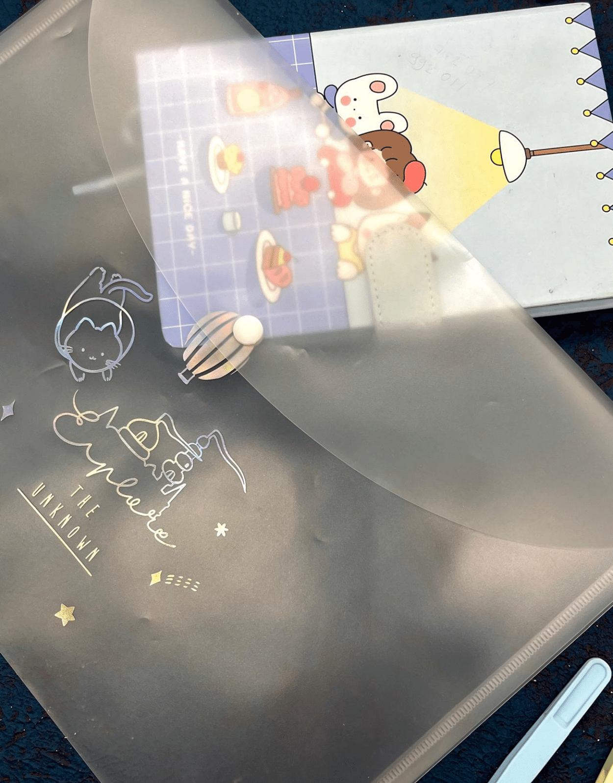 Explore The Unknown Hologramlı Kedi Desenli Çıtçıtlı A4 Şeffaf Dosya/Belge Dosyası/Düzenleyici Klasör