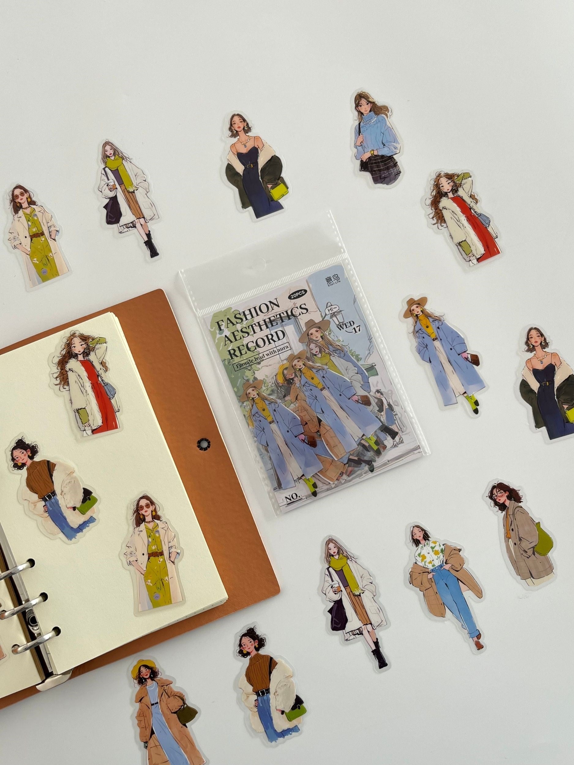 Female Lead With Aura Şehir Modası Temalı 20 Adet Dekoratif Sticker Seti/ Etiket/Çıkartma